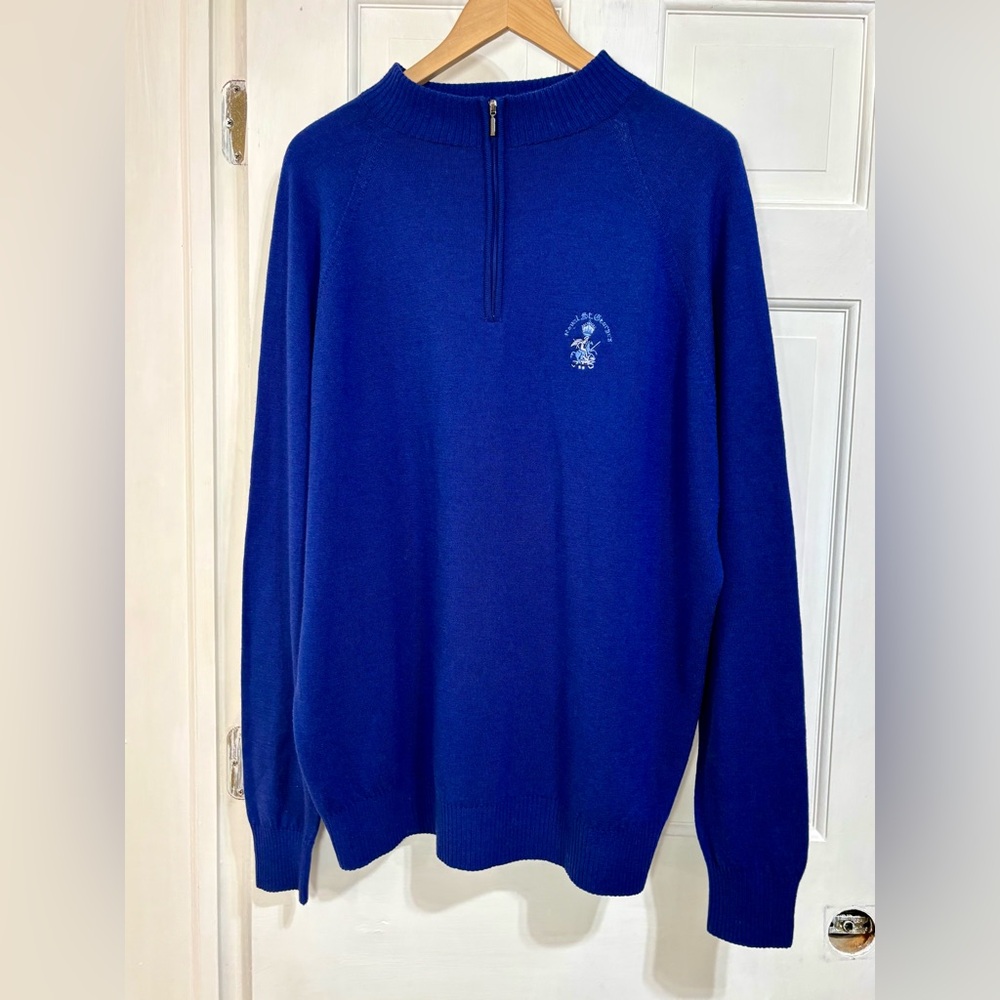 Glenbrae XXL Luxe Blend Merino Wool 1/4 Zip Sweater Royal St George's